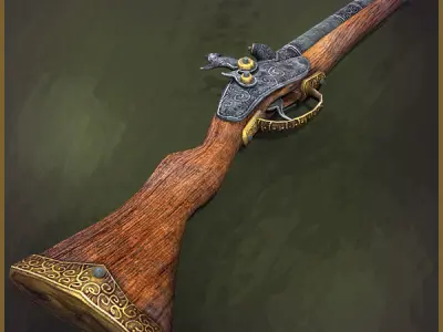 Animated Pirate Musketoons Low-poly 3D model