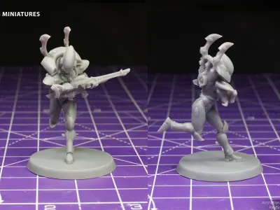 Space Elf Male Soldier Pose 3 - 5 Variants 3D print model