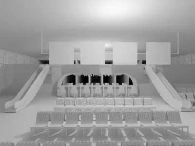 Airport interior - No Material Low-poly 3D model