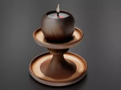 Bougeoir en bois 03 3D print model