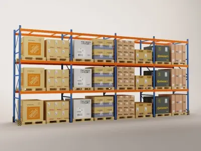 Warehouse Rack Storage 07 3D model