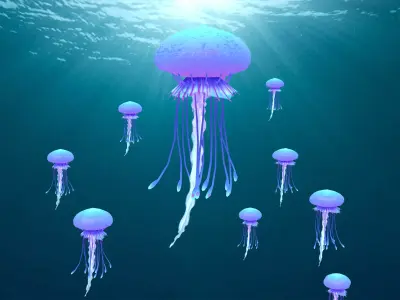 Point Cache animated jellyfish  3D model