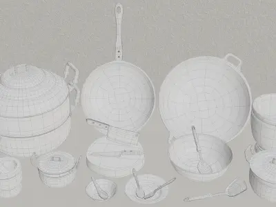 Thai Kitchenware  Low-poly 3D model