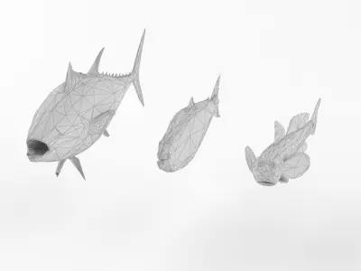 Low Poly Fish and Tuna Set Animal Lowpoly Low-poly 3D model