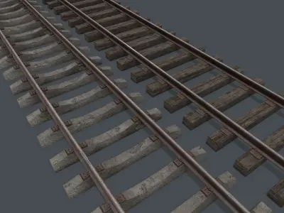 Railway Track PBR Low-poly 3D model