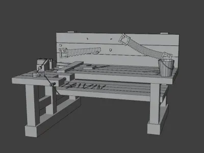 Stylized Workshop Pack – Forge, 2x Workbenches &amp;amp; Alchemy Table 3D model