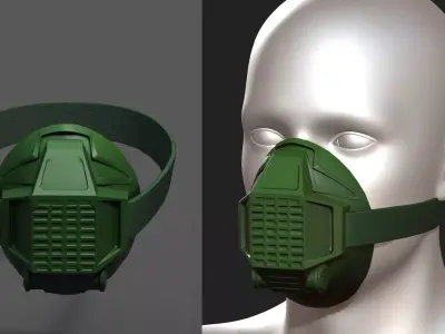 Gas mask respirator scifi fantasy  Low-poly 3D model
