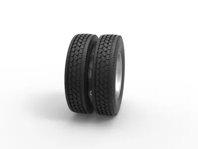 5 Hole rear wheel of old school truck Scale 1 to 25 3D print model
