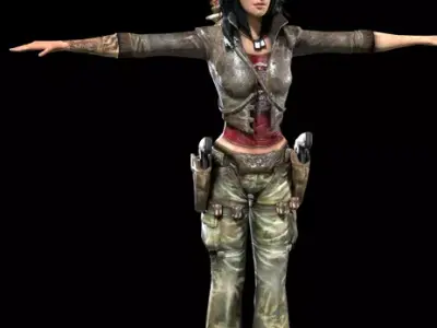 Female Warrior Low-poly 3D model