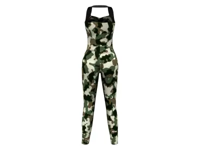 Female Military Camouflage Bodysuit Outfit Low-poly 3D model