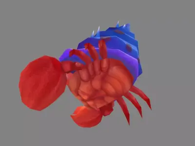 Cartoon hermit crab Low-poly 3D model