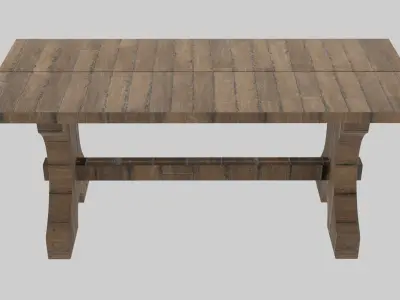 Wooden Bench Chair with Textures Low-poly 3D model