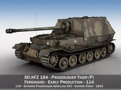 Ferdinand Tank destroyer - Tiger P - 114 3D model
