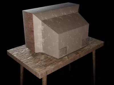 Old TV - table set Low-poly 3D model