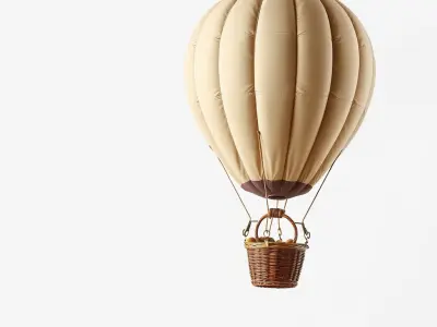 Vintage Hot Air Balloon Classic Striped Model Pack Low-poly 3D model