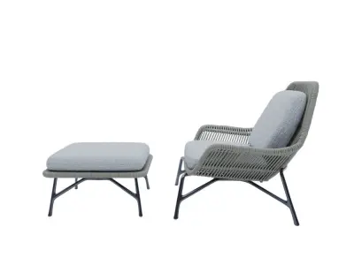 Minotti Prince Cord outdoor armchair and Ottoman 3D model