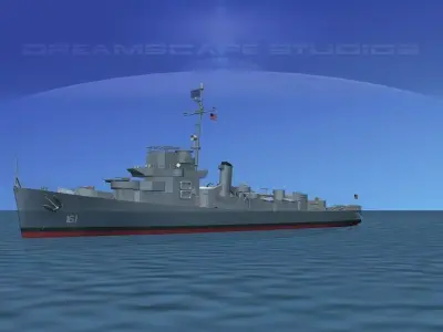 Destroyer Escort DE-161 USS Barber 3D model
