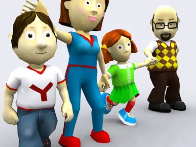 3DRT - Toonworld Family Low-poly 3D model