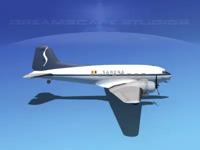 Douglas DC-3 Sabena 3D model