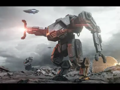 Sci-fi Military Mech Low-poly 3D model