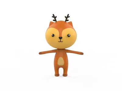 Stylized Character 001 Deer  Low-poly 3D model