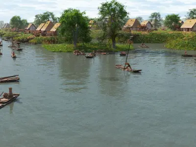 Fishing village 3D model