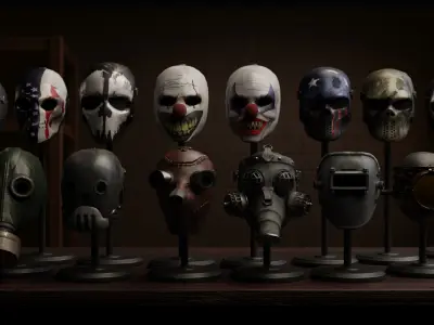 18 Tactical Masks - Game Ready PBR Asset Pack for UE5 Low-poly 3D model