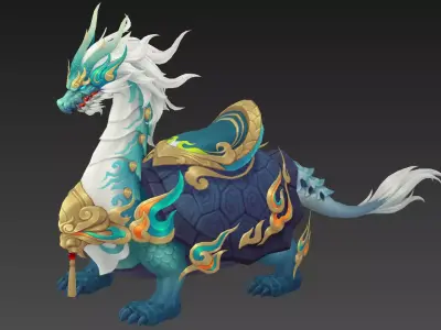 Divine turtle  Xuanwu Low-poly 3D model