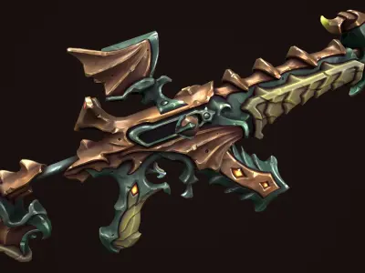 Temple assault rifle Low-poly 3D model