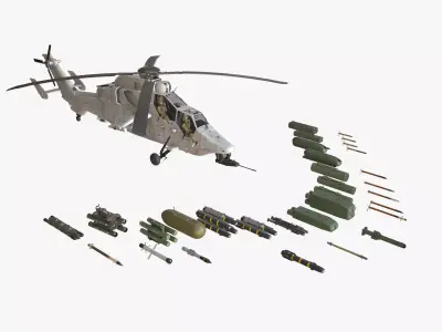  EC-665 Tiger HAD Blank Complex Animation Low-poly 3D model