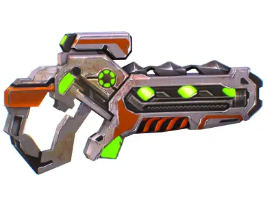 Assault rifle of the future weapon gun Nuff barrel blaster laser Low-poly 3D model