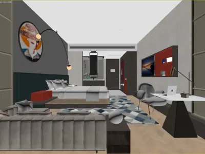 The guest rooms 3D model