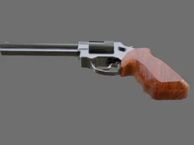 Chrome Revolver 44 - Wood Magnum Gun - Arma Low-poly 3D model