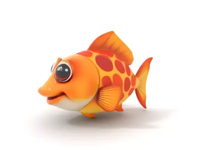 Cartoon Goldfish Model Pack with Vibrant Colors Low-poly 3D model