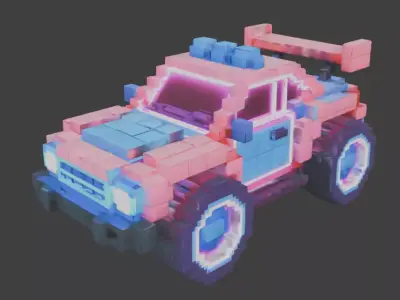 Voxel Cyberpunk RC Racer 3D Model Low-poly 3D model
