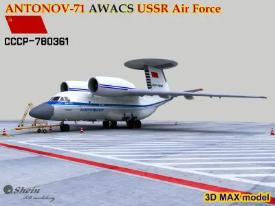 ANTONOV-71 AWACS USSR Air Force Low-poly 3D model