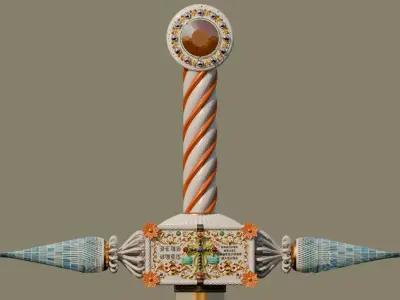 High-polly Ornamental Excalibur 3D model