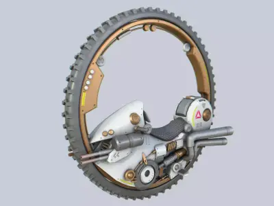 Mono wheel vehicle Low-poly 3D model