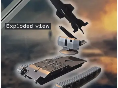 E-100 mit Raketenwerfer V-4 Boden-Boden Rakete rear version Entw 3D print model