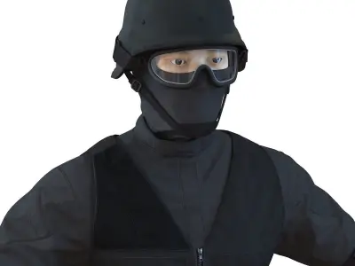 SWAT Man Asian Rigged for Cinema 4D 3D model