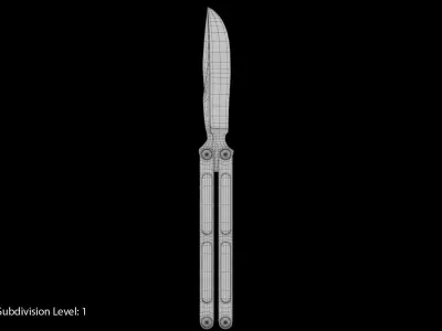 Balisong Butterfly Knife Wooden Handle Low-poly 3D model
