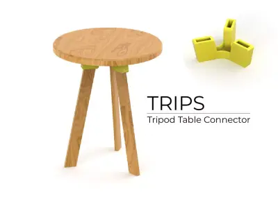 Tripod Table Connector 3D Printed Joint Free 3D print model