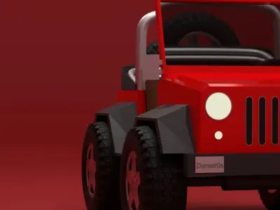 Low Poly Jeep Wrangler Low-poly 3D model