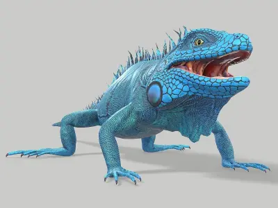 Iguana Blue Low-poly 3D model