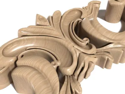 Cartouche-003 carved ornate crown molding 3D model