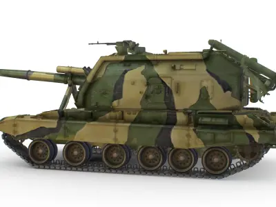 Russian Self Propelled Howitzer 2S19 Msta-S USSR Military Low-poly 3D model
