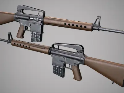 PBR ArmaLite AR-10 Low-poly 3D model