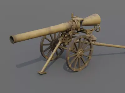 Type 4 105mm Recoilless Gun Low-poly 3D model