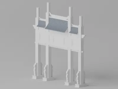 Cartoon Ancient Chinese Gate 3D model