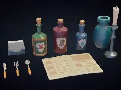 Table Decoratives - Stylized Kitchen Pack - Part 8 Low-poly 3D model